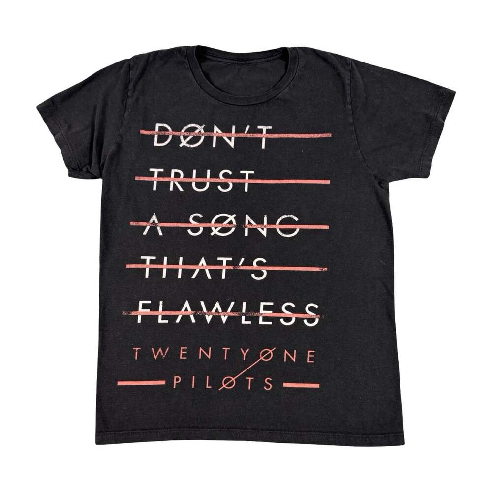 Twenty One Pilots Black Graphic T-Shirt "Don't Trust a Song That's Flawless"